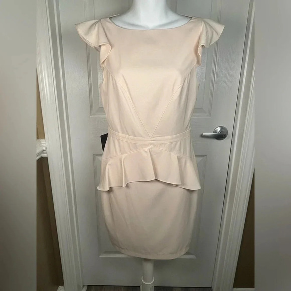 ELISE CREPE PEPLUM DRESS ROBE BASQUE NWT - Picture 4 of 8